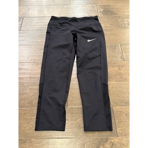Nike Womens Black Power Running Cropped Leggings Size XS CD8214-010 - Picture 2 of 9